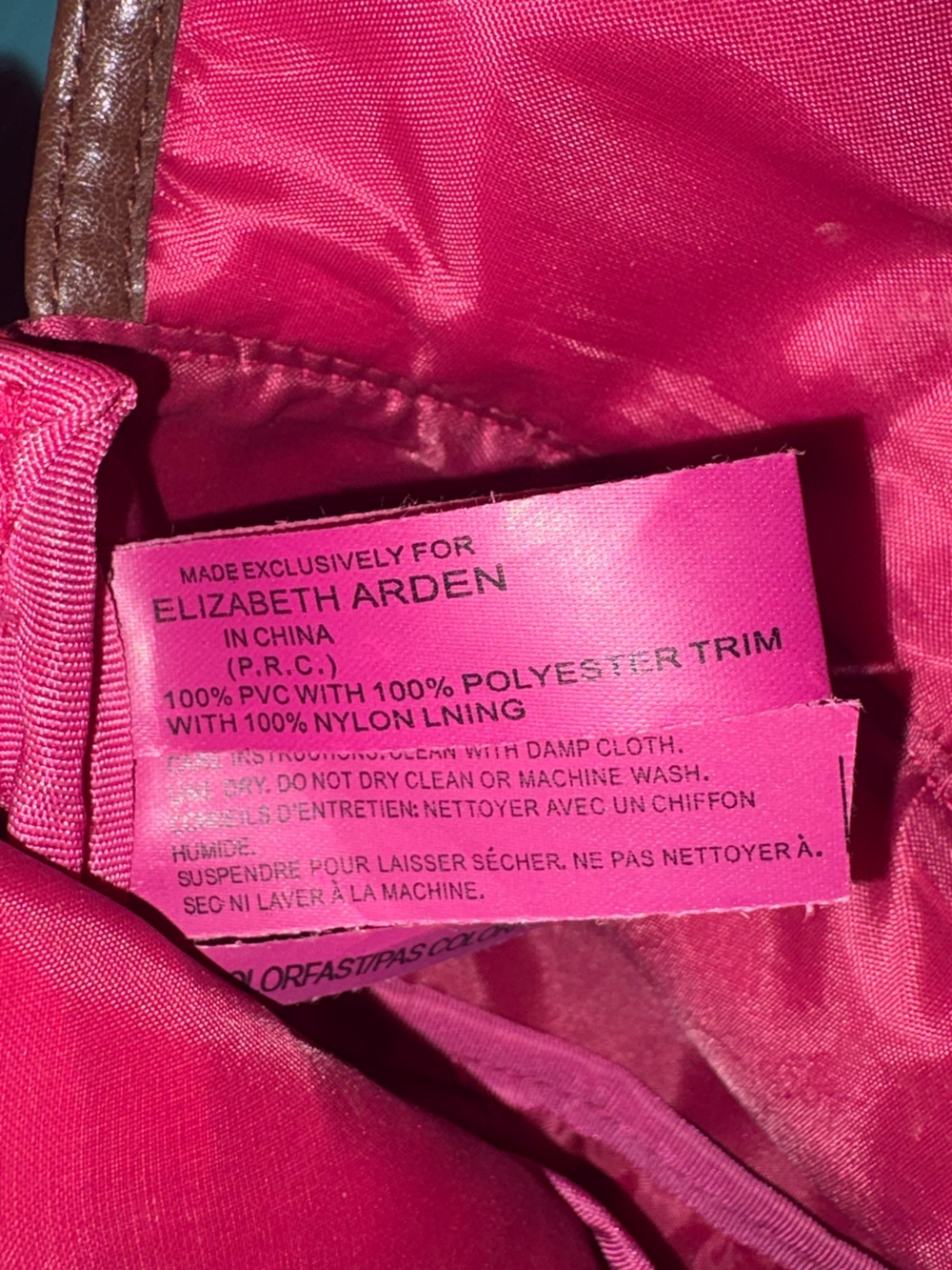 Elizabeth Arden Fuchsia Clutch Wristlet with Brown Trim - Picture 4 of 5